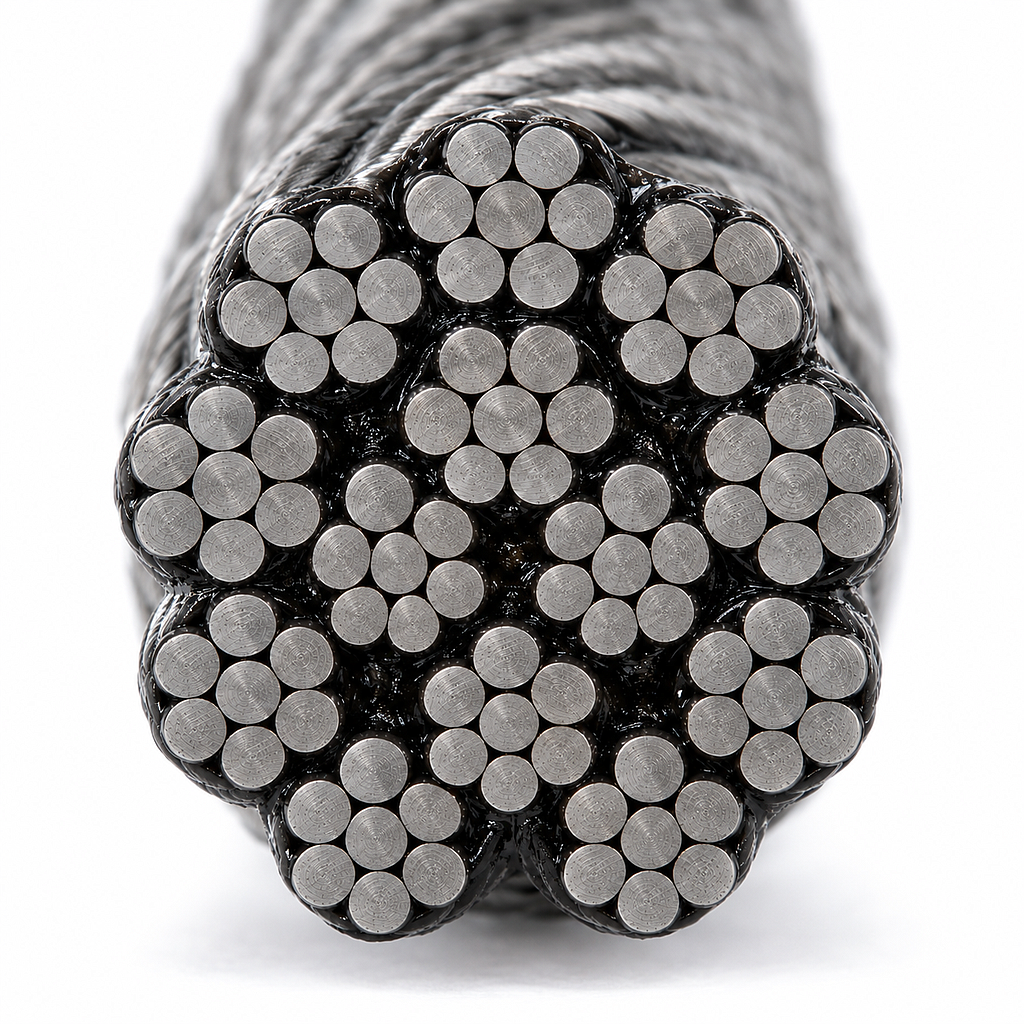 CABLE ACERO 19x7 1/2" A/ACERO NEGRO C/GRASA,NO ROTATORIO CALIDAD 1960 TRD