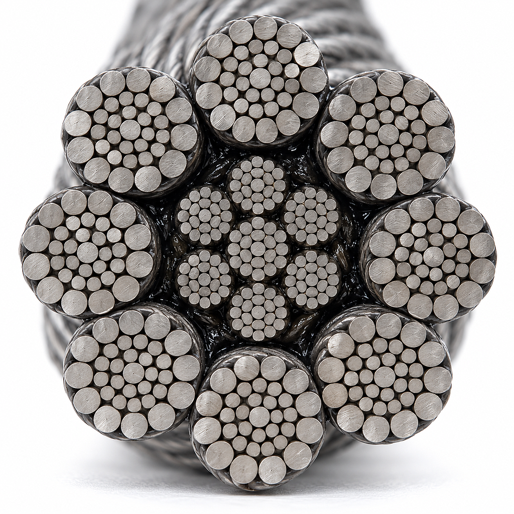 CABLE ACERO 8XK19WS, IWRC 9 MM TRD. GALV. - SUPER 8C - COMPACTADO PLAST 2160 NW/MM2